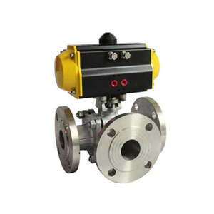 V&aacute;lvula de bola neum&aacute;tica con brida de 3 v&iacute;as HK55-TF