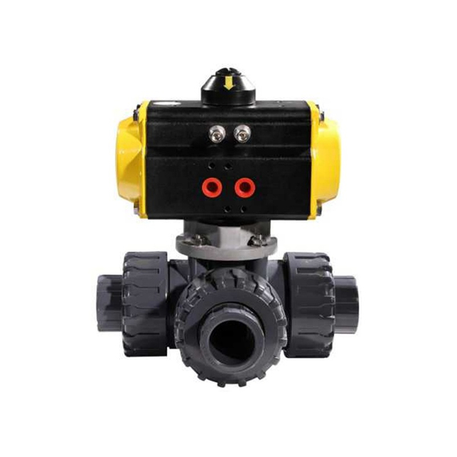 HK57-T บอลวาล์วพีวีซี 3 ทางแบบนิวแมติก