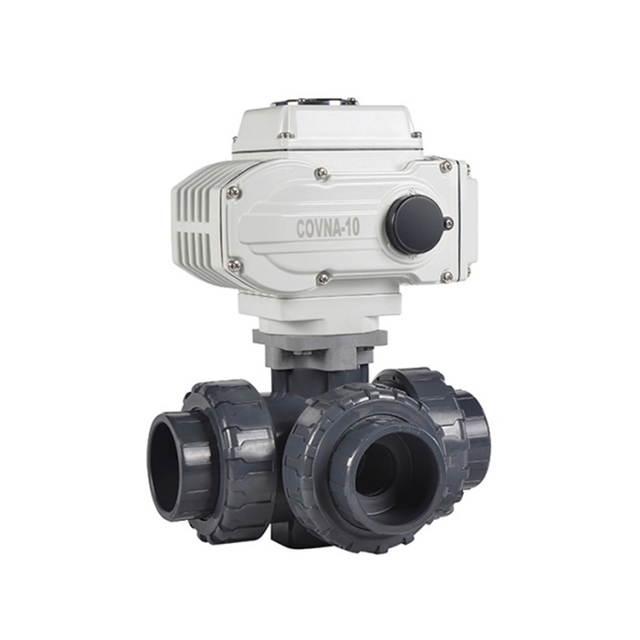 HK60-Q-PT صمام كروي كهربائي ثلاثي الاتجاهUPVC